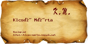 Klcsó Márta névjegykártya