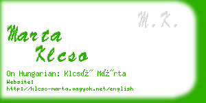 marta klcso business card